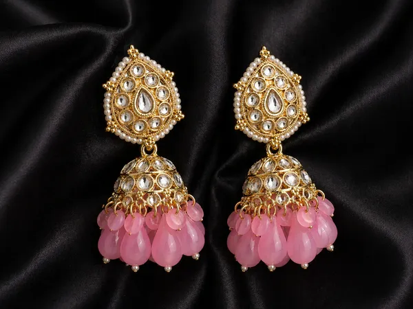 Indian_Shringar_Kundan_Jhumki_Earrings_|_Baby_Pink_Bead_Jhalar_Traditional_Earrings_|_Pastel_Ethnic_Jewelry