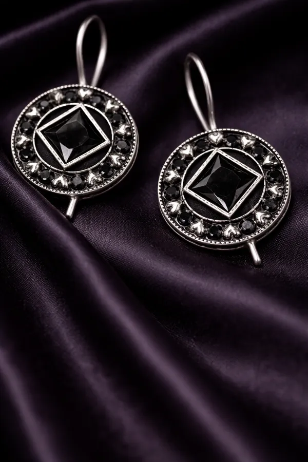 Black__Monalisa_Stone_Earrings_for_Women_|_German_Silver_Finish_Brass_Earrings_|_Lightweight_Ethnic_Jewelry_(1.2_Inch)