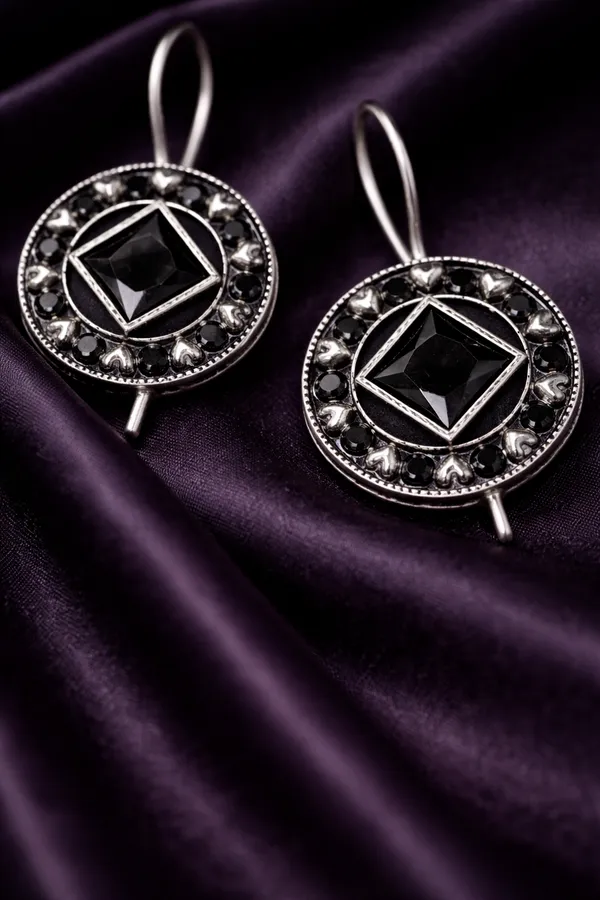 Black__Monalisa_Stone_Earrings_for_Women_|_German_Silver_Finish_Brass_Earrings_|_Lightweight_Ethnic_Jewelry_(1.2_Inch)