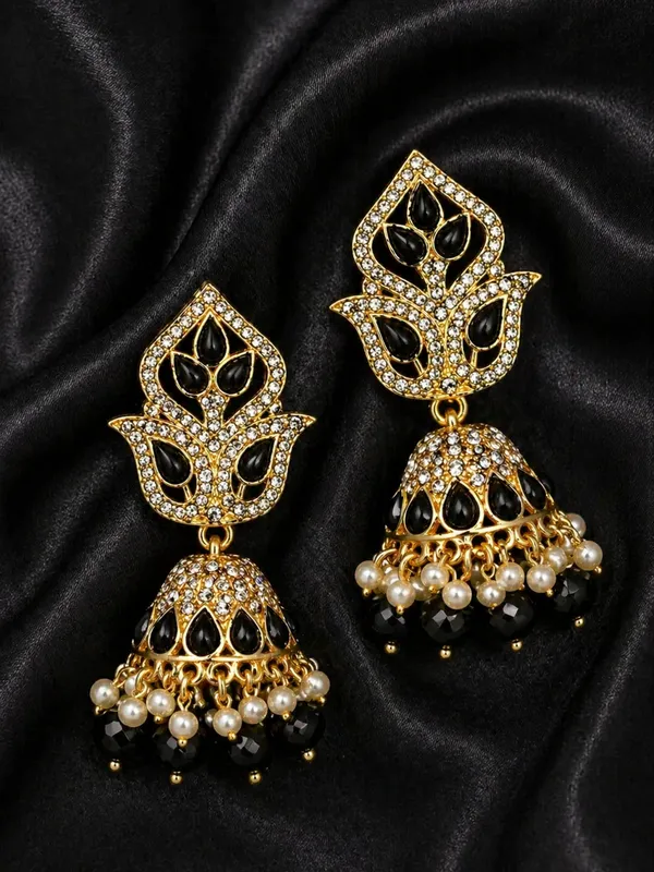 Indian_Shringar_Kundan_Jhumki_Earrings_(Black)_|_Pearl_Drop_Ethnic_Earrings_|_Statement_Party_Jewelry