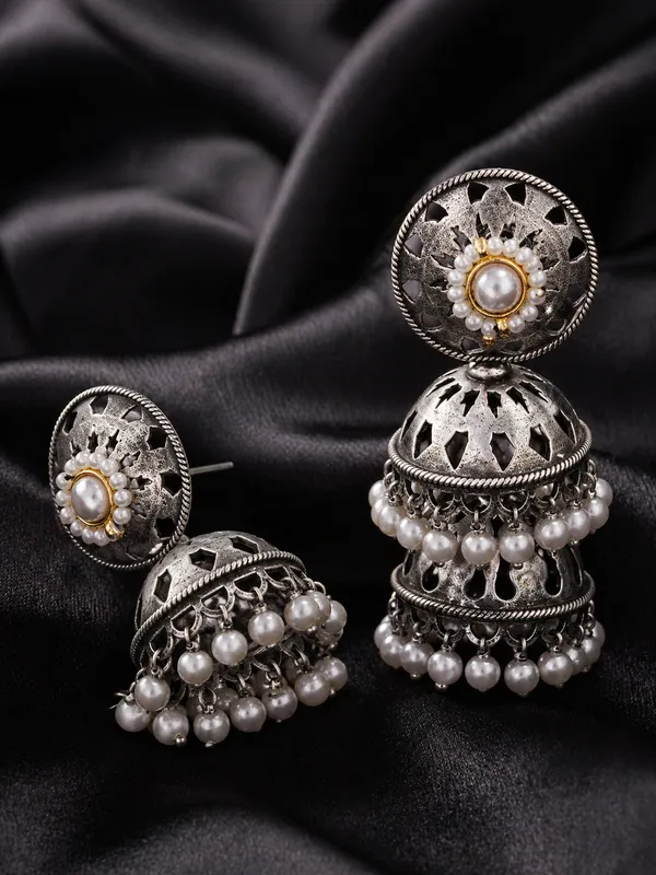Indian_Shringar_Oxidised_Silver_Jhumka_Earrings_|_Pearl_Drop_Traditional_Jhumki_|_Ethnic_German_Silver_Jewelry