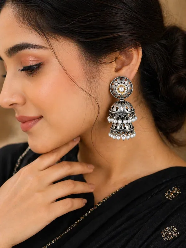 Indian_Shringar_Oxidised_Silver_Jhumka_Earrings_|_Pearl_Drop_Traditional_Jhumki_|_Ethnic_German_Silver_Jewelry