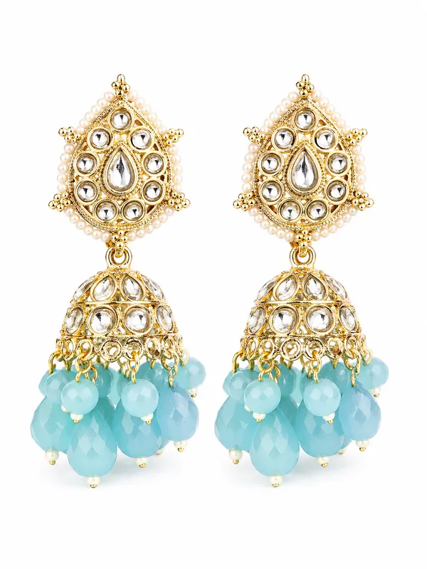Indian_Shringar_Kundan_Jhumki_Earrings_|_Sky_Blue_Bead_Jhalar_Earrings_|_Pastel_Ethnic_Jewelry