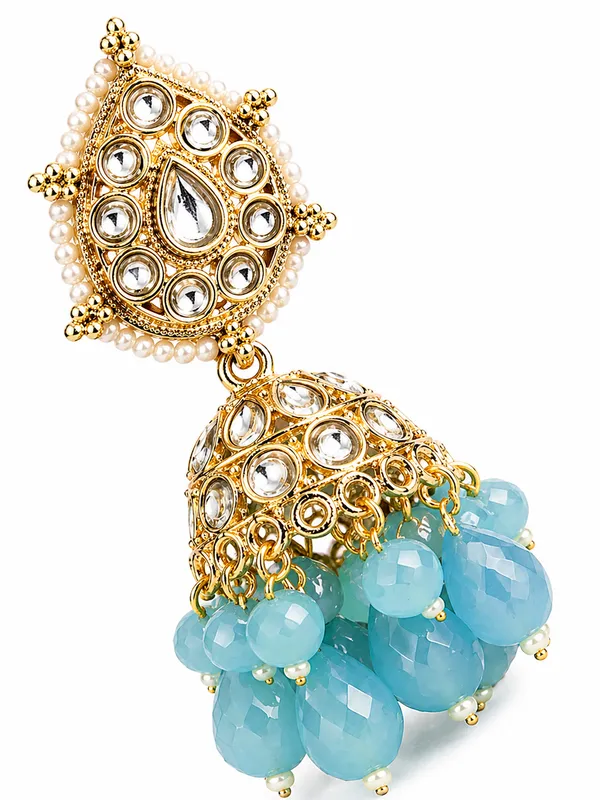 Indian_Shringar_Kundan_Jhumki_Earrings_|_Sky_Blue_Bead_Jhalar_Earrings_|_Pastel_Ethnic_Jewelry