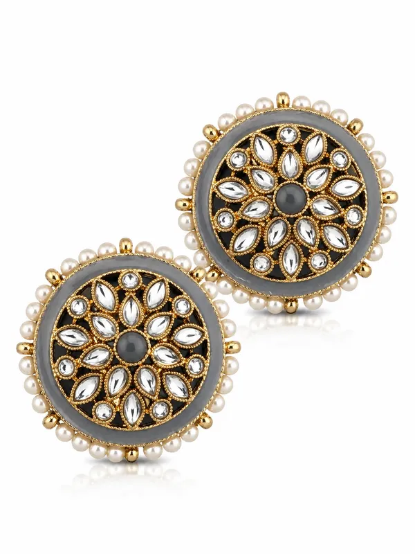 Indian_Shringar_Kundan_Stud_Earrings_|_Grey_Stone_Pearl_Studs_|_Elegant_Ethnic_Earrings