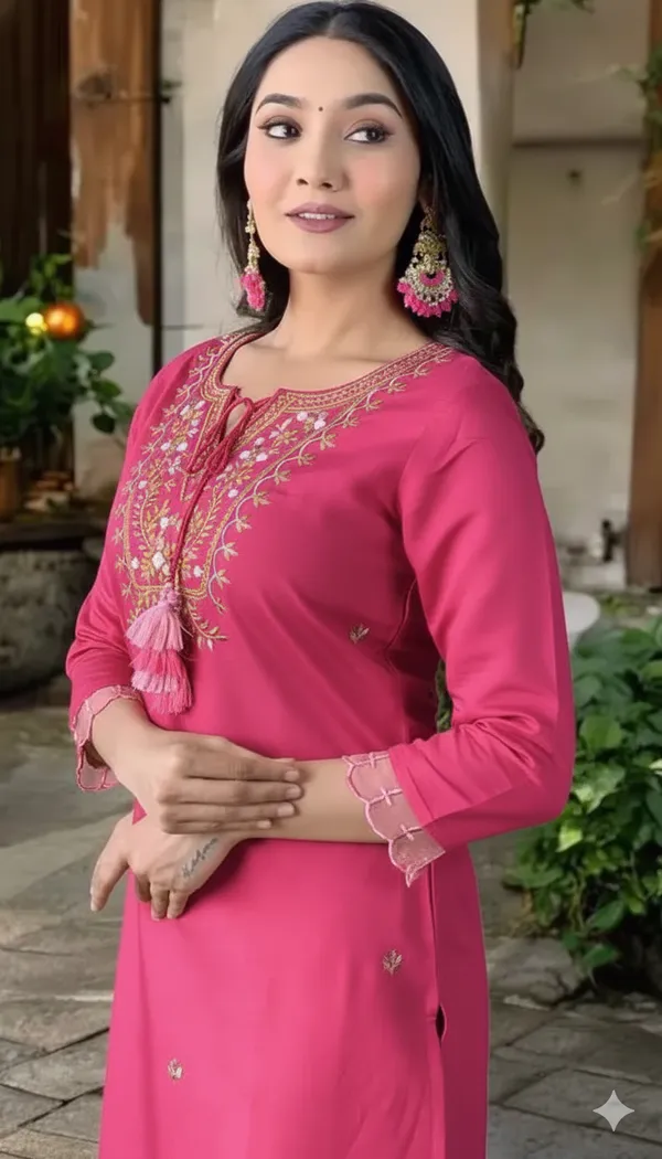 Pink_Rayon_Slub_Premium_&_Fancy_Design_Kurta_Set_For_Women