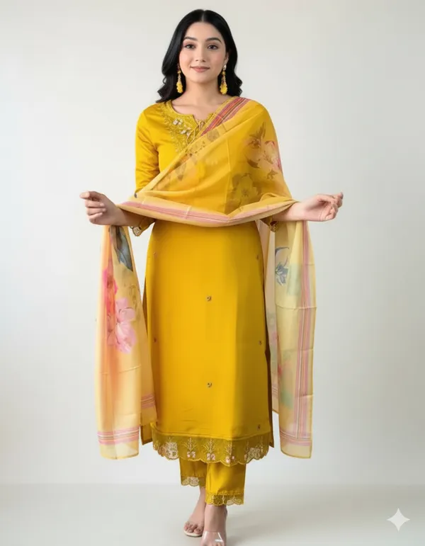 Yellow_Rayon_Slub_Premium_&_Fancy_Design_Kurta_Set_For_Women