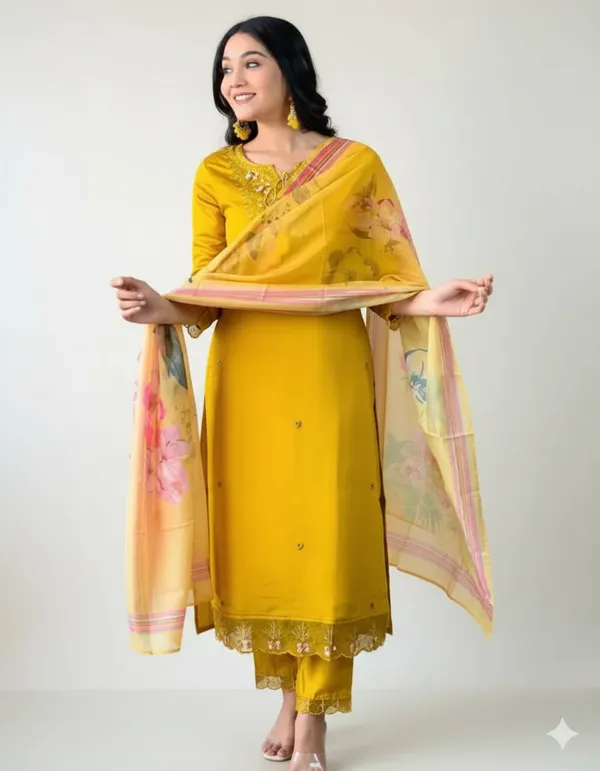Yellow_Rayon_Slub_Premium_&_Fancy_Design_Kurta_Set_For_Women
