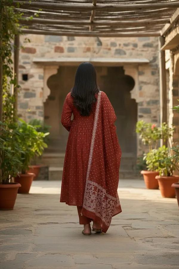 Rust_Chanderi_Premium_&_Fancy_Design_Kurta_Set_For_Women