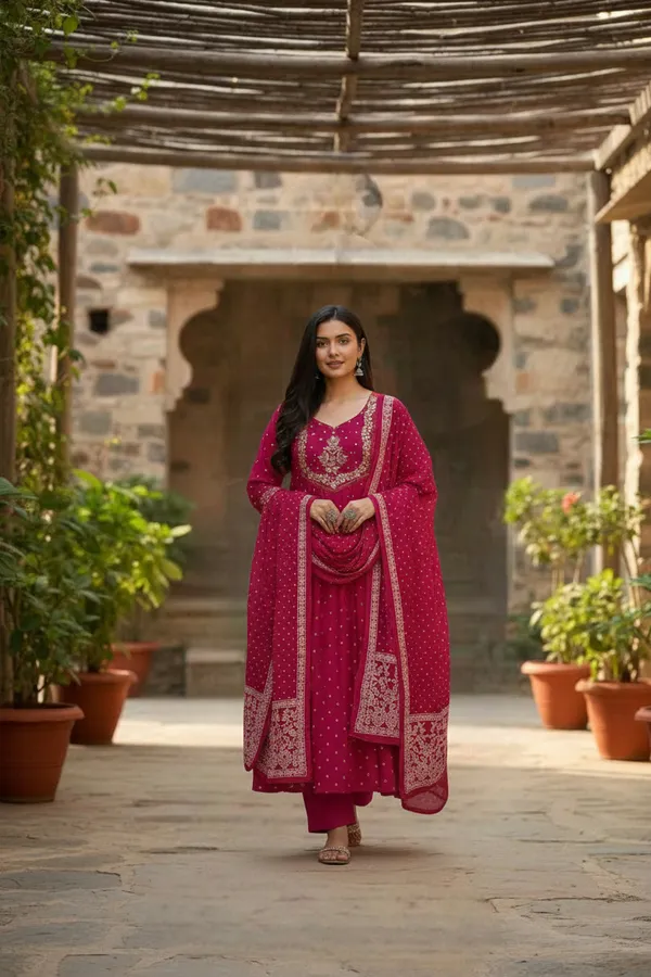 Pink_Chanderi_Premium_&_Fancy_Design_Kurta_Set_For_Women