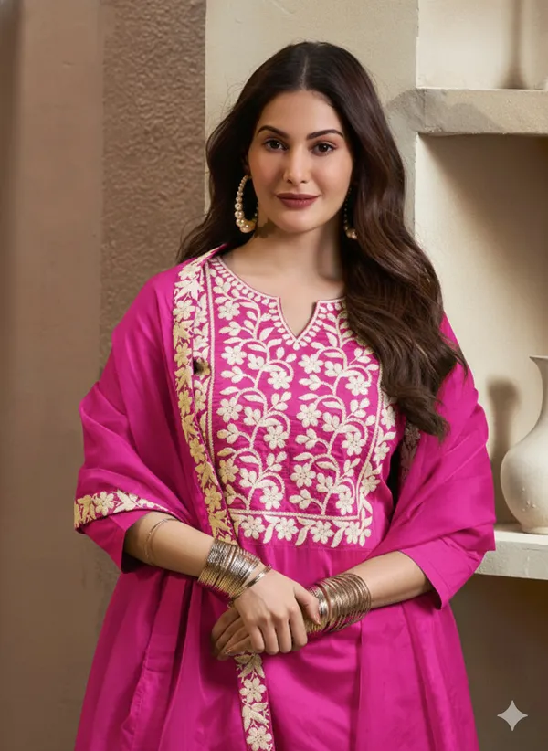 Pink_Rayon_Slub_Premium_&_Fancy_Design_Kurta_Set_For_Women