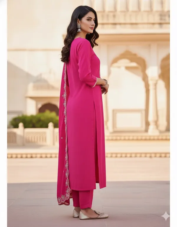 Pink_Rayon_Slub_Premium_&_Fancy_Design_Kurta_Set_For_Women