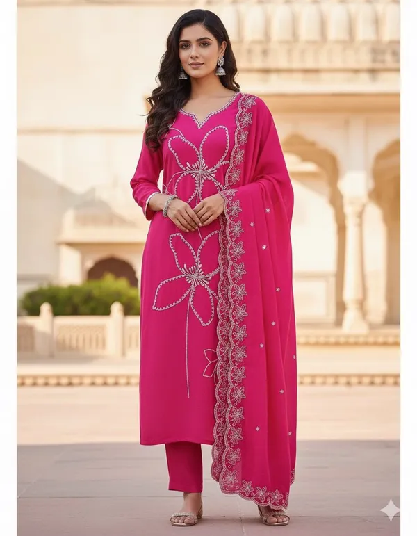 Pink_Rayon_Slub_Premium_&_Fancy_Design_Kurta_Set_For_Women