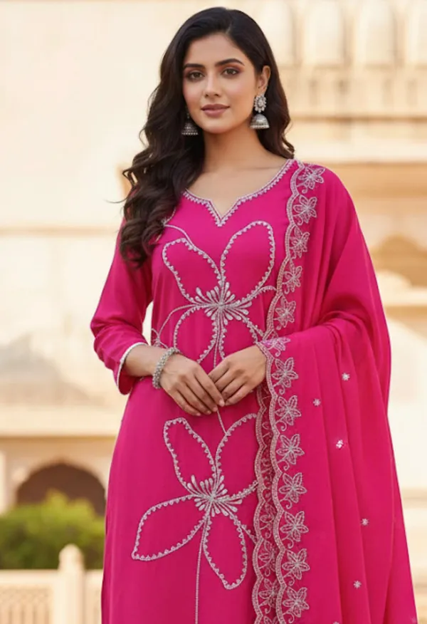 Pink_Rayon_Slub_Premium_&_Fancy_Design_Kurta_Set_For_Women