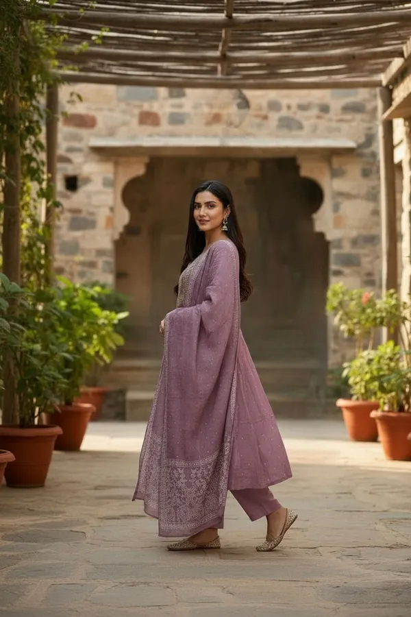 Onion_Chanderi_Premium_&_Fancy_Design_Kurta_Set_For_Women