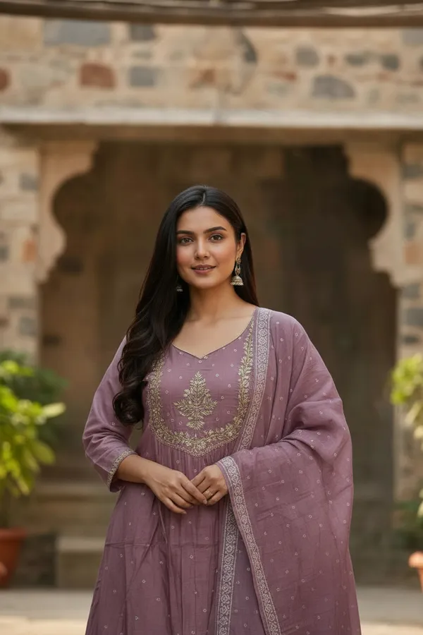 Onion_Chanderi_Premium_&_Fancy_Design_Kurta_Set_For_Women