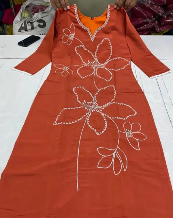 Orange_Rayon_Slub_Premium_&_Fancy_Design_Kurta_Set_For_Women
