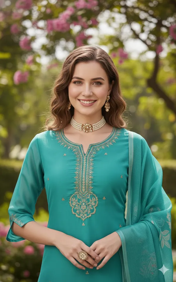 Blue_Rayon_Slub_Premium_&_Fancy_Design_Kurta_Set_For_Women