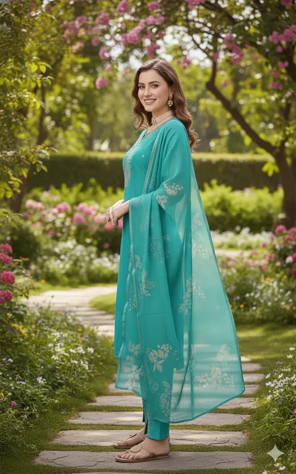 Blue_Rayon_Slub_Premium_&_Fancy_Design_Kurta_Set_For_Women