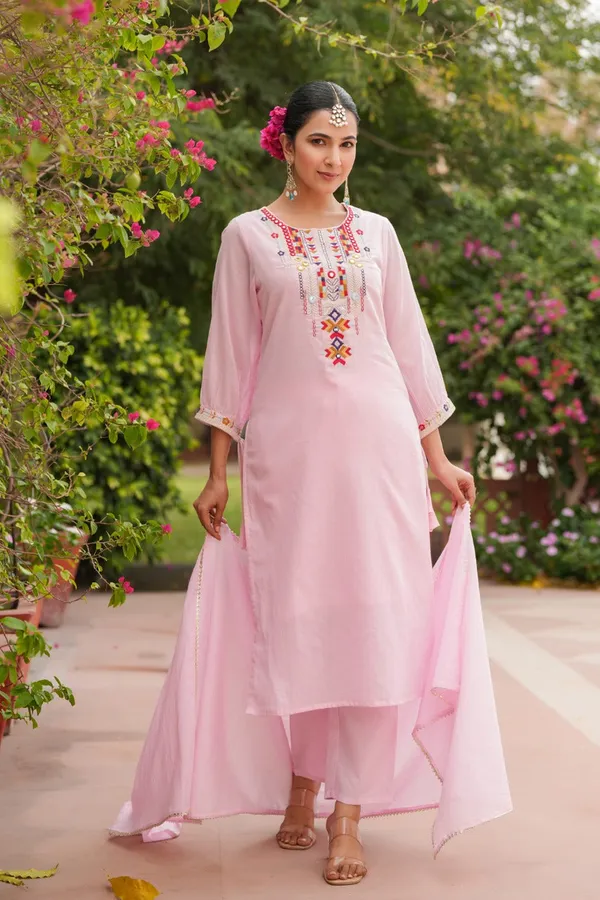 Pink_Roman_Silk_Premium_&_Fancy_Design_Kurta_Set_For_Women