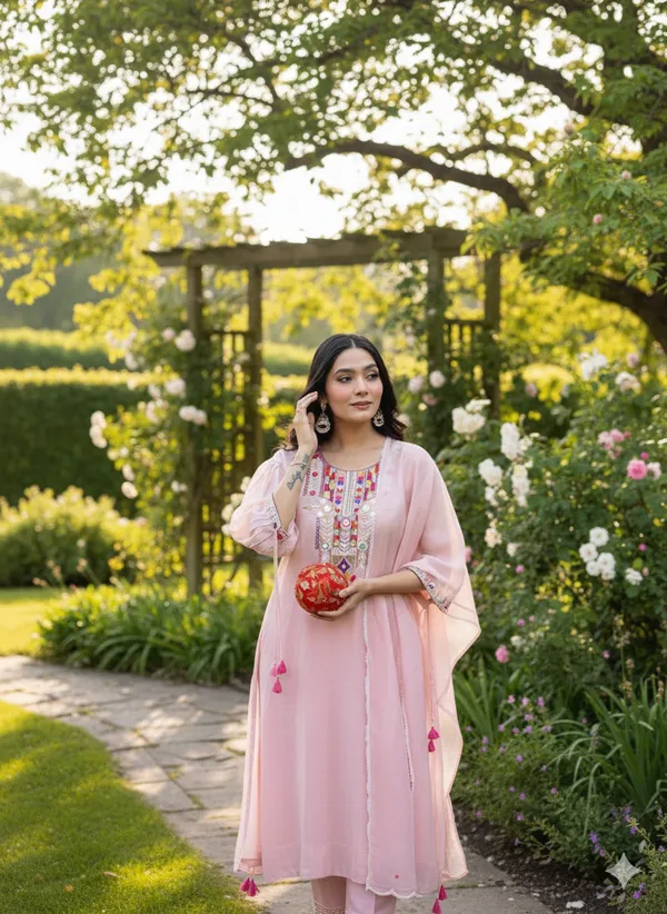 Pink_Roman_Silk_Premium_&_Fancy_Design_Kurta_Set_For_Women