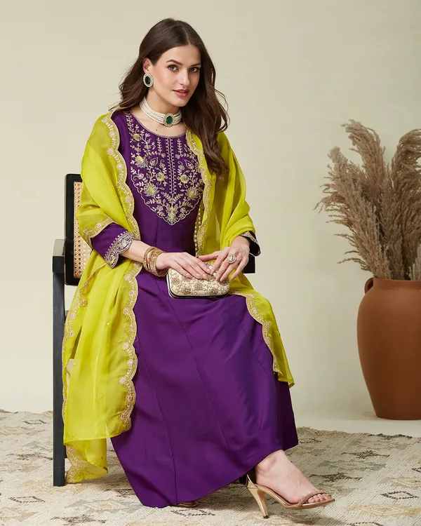 Purple_Chanderi_Premium_&_Fancy_Design_Kurta_Set_For_Women