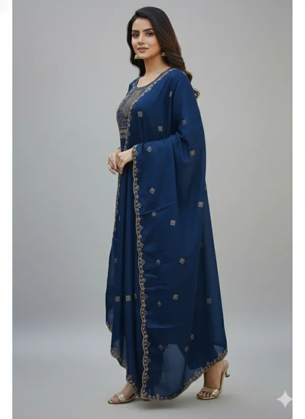 Blue_Rayon_Slub_Premium_&_Fancy_Design_Kurta_Set_For_Women