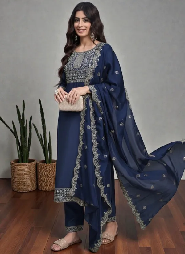 Blue_Rayon_Slub_Premium_&_Fancy_Design_Kurta_Set_For_Women