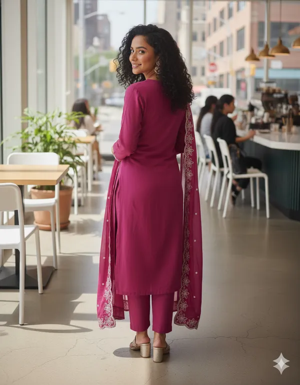 Hot_Pink_Rayon_Slub_Premium_&_Fancy_Design_Kurta_Set_For_Women