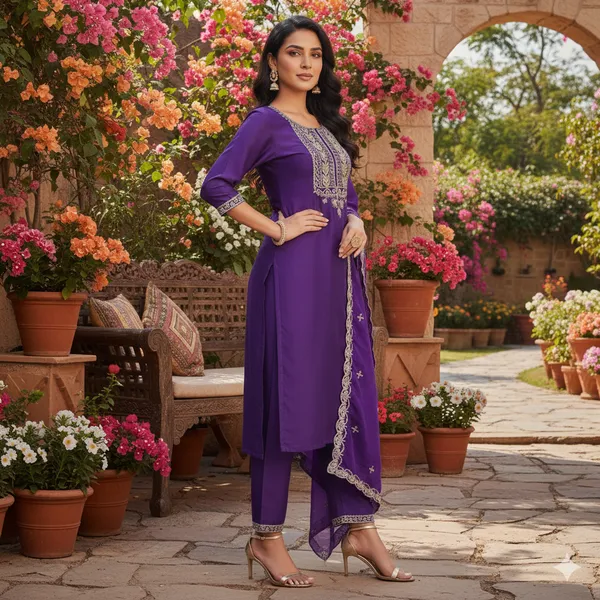 Light_Purple_Rayon_Slub_Premium_&_Fancy_Design_Kurta_Set_For_Women