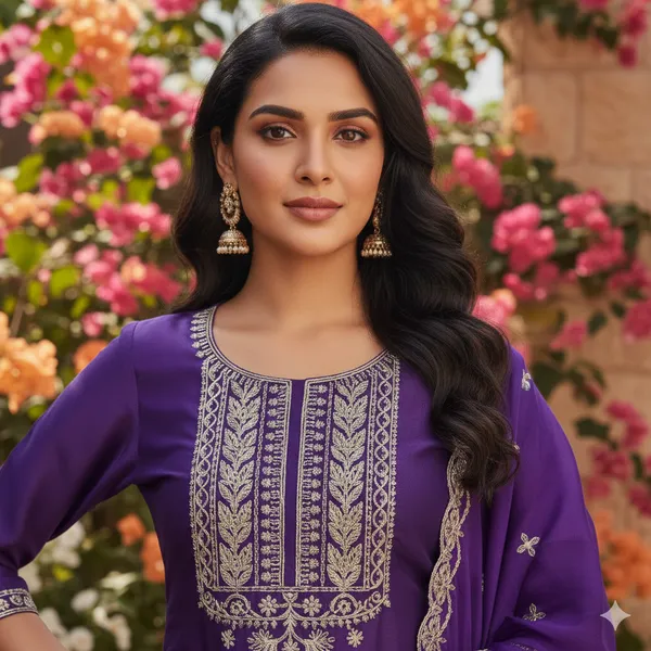 Light_Purple_Rayon_Slub_Premium_&_Fancy_Design_Kurta_Set_For_Women