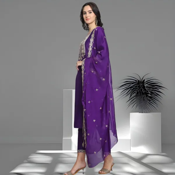 Light_Purple_Rayon_Slub_Premium_&_Fancy_Design_Kurta_Set_For_Women