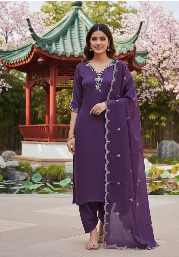 Purple_Rayon_Slub_Premium_&_Fancy_Design_Kurta_Set_For_Women