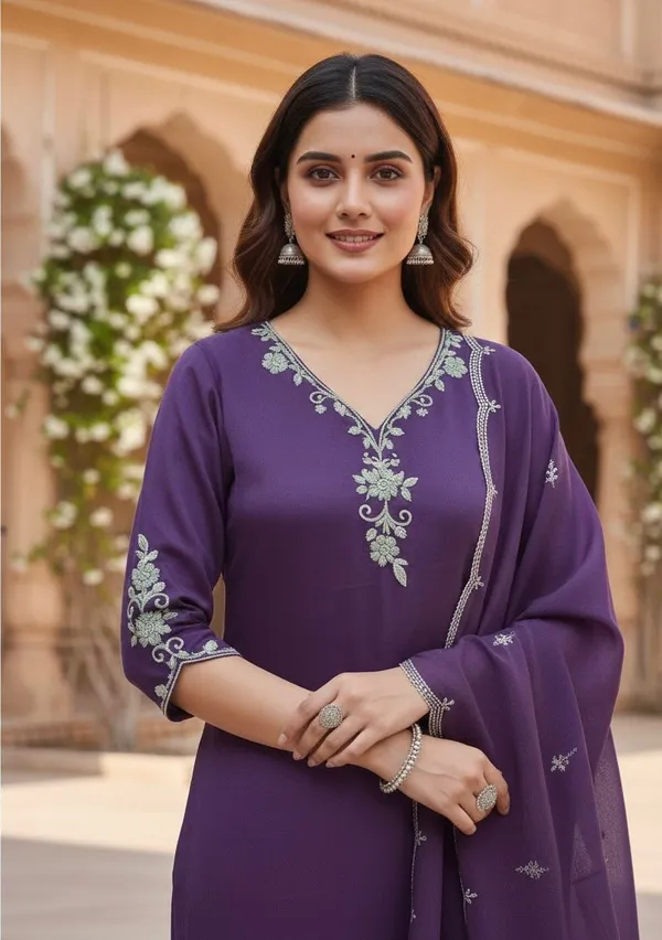 Purple_Rayon_Slub_Premium_&_Fancy_Design_Kurta_Set_For_Women