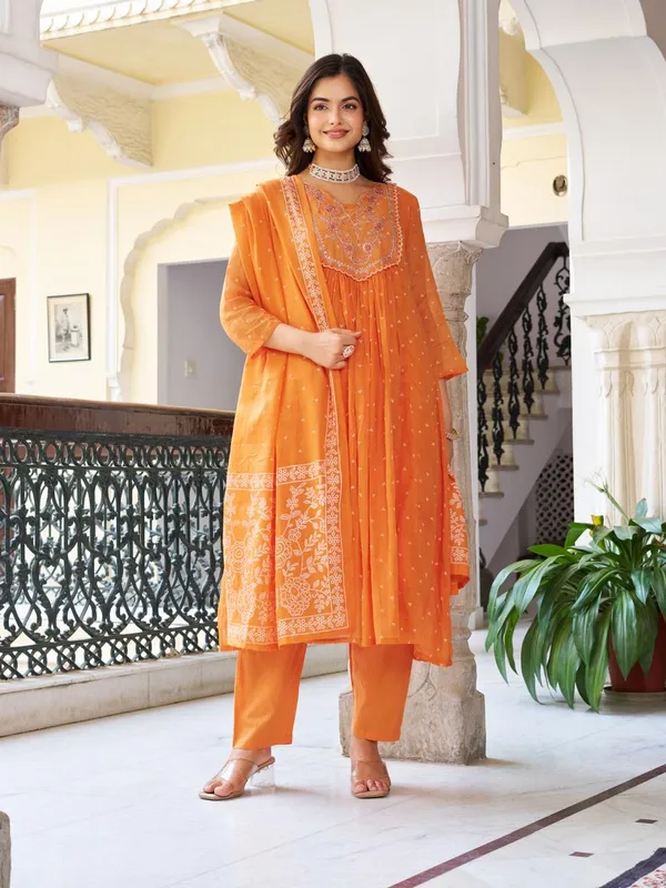 Orange_Chanderi_Premium_&_Fancy_Design_Kurta_Set_For_Women