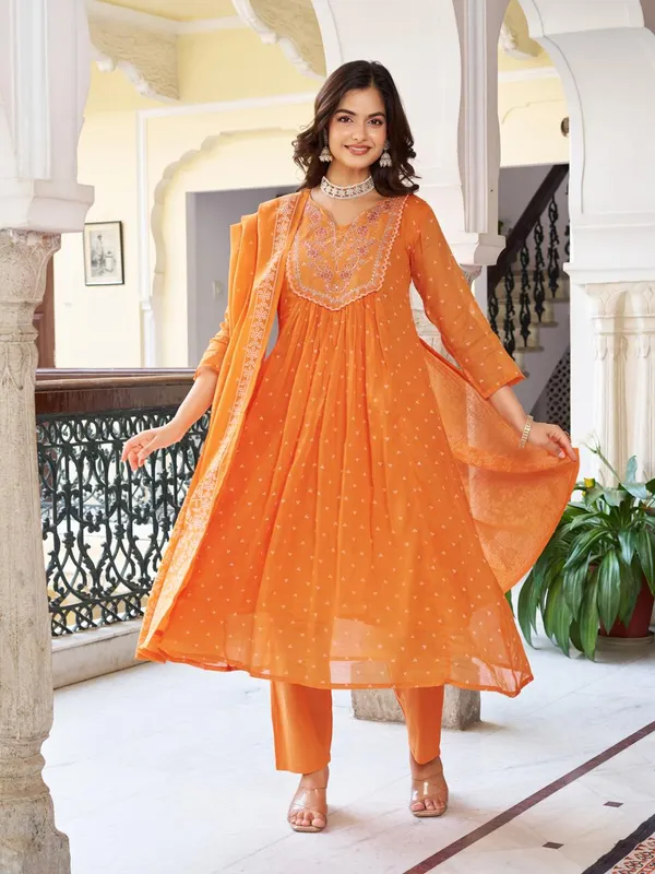 Orange_Chanderi_Premium_&_Fancy_Design_Kurta_Set_For_Women