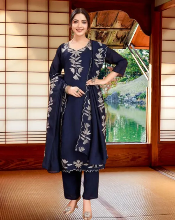 Blue_Vichitra_Premium_&_Fancy_Design_Kurta_Set_For_Women
