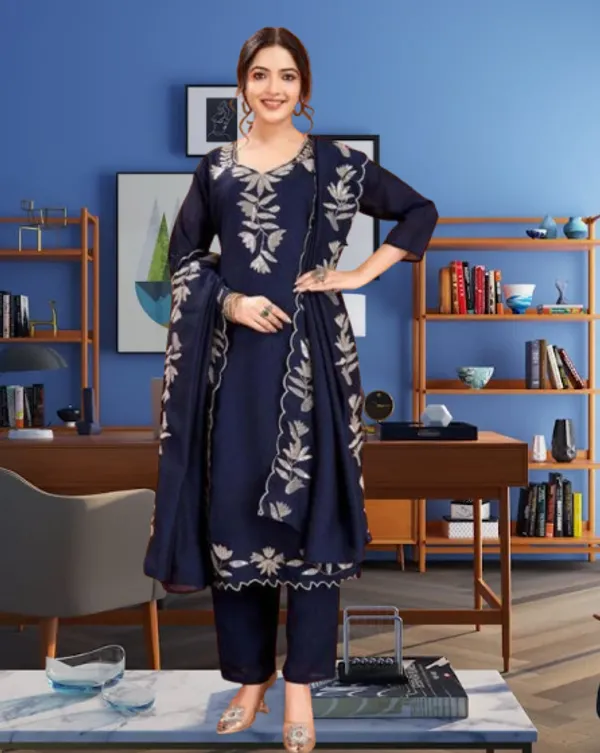 Blue_Vichitra_Premium_&_Fancy_Design_Kurta_Set_For_Women