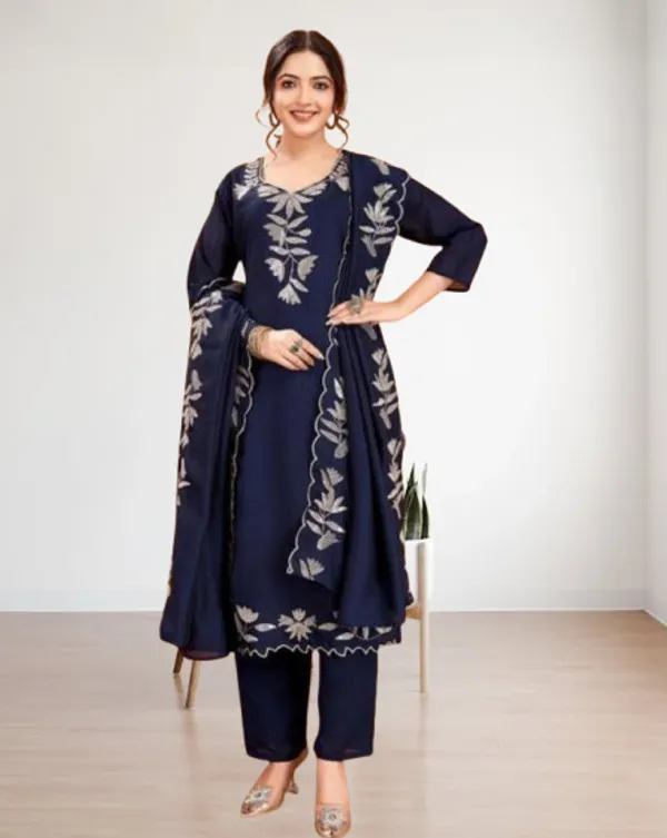 Blue_Vichitra_Premium_&_Fancy_Design_Kurta_Set_For_Women