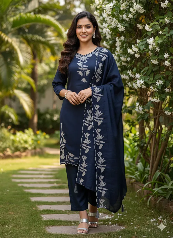 Blue_Vichitra_Premium_&_Fancy_Design_Kurta_Set_For_Women
