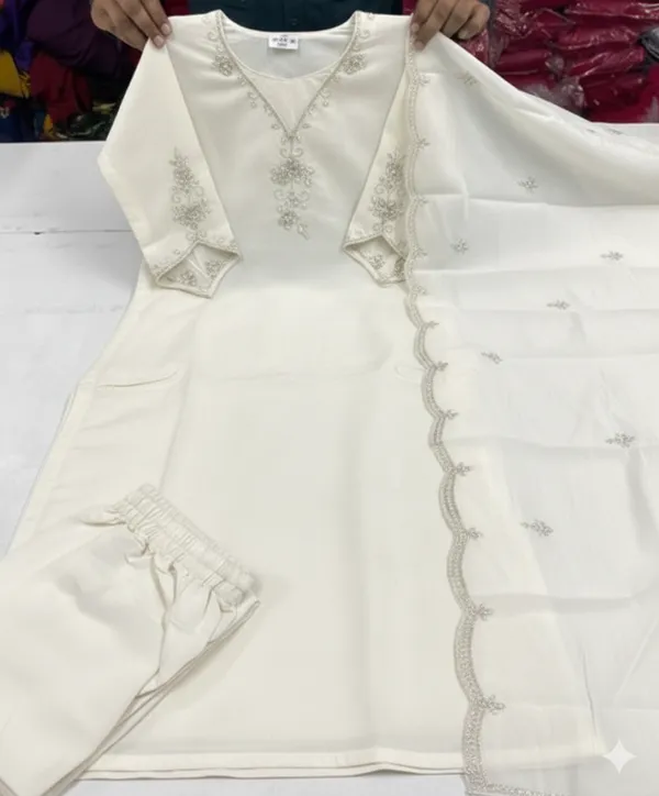 Off_White_Rayon_Slub_Premium_&_Fancy_Design_Kurta_Set_For_Women