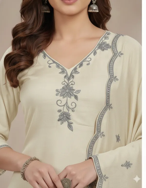 Off_White_Rayon_Slub_Premium_&_Fancy_Design_Kurta_Set_For_Women