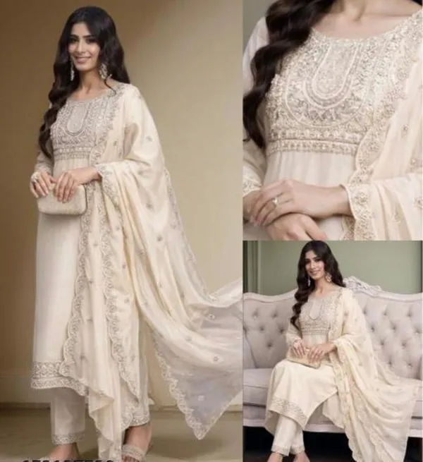 Off_White_Rayon_Slub_Premium_&_Fancy_Design_Kurta_Set_For_Women