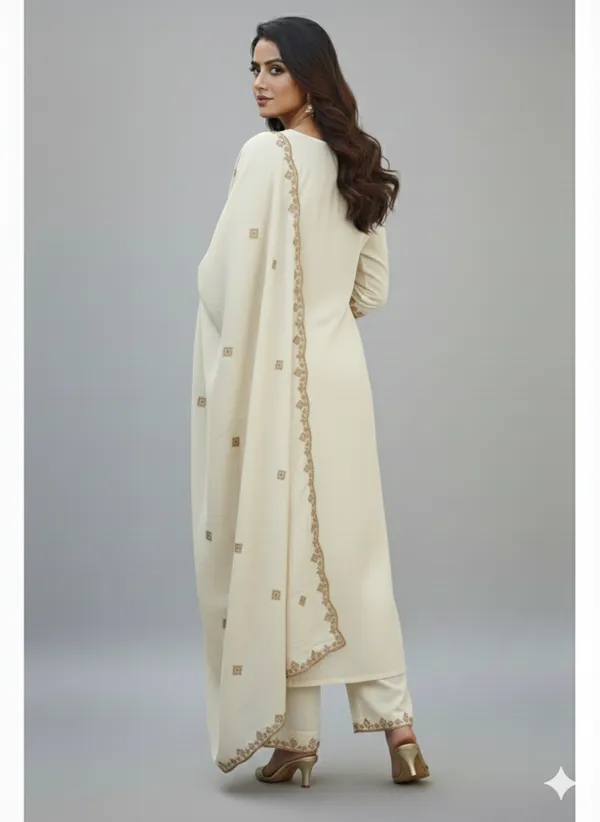 Off_White_Rayon_Slub_Premium_&_Fancy_Design_Kurta_Set_For_Women