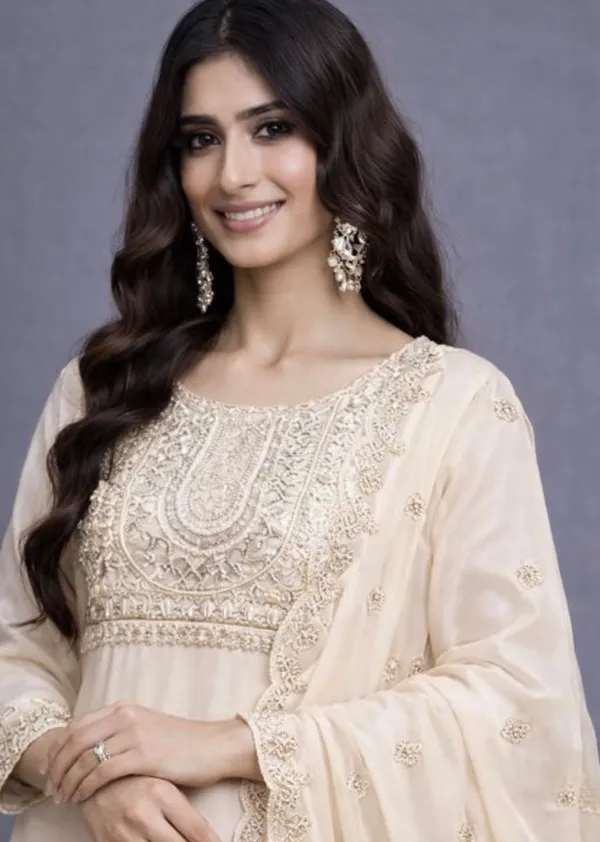 Off_White_Rayon_Slub_Premium_&_Fancy_Design_Kurta_Set_For_Women