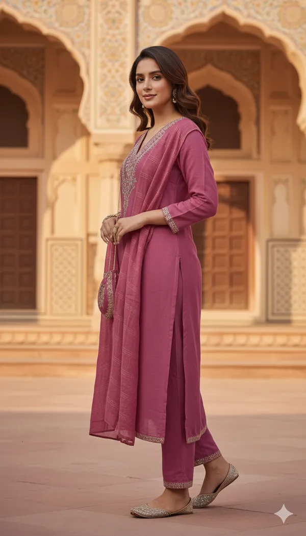 Onion_Rayon_Slub_Premium_&_Fancy_Design_Kurta_Set_For_Women
