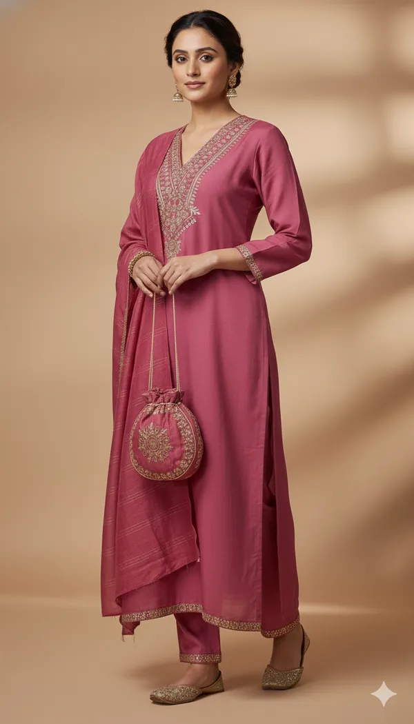 Onion_Rayon_Slub_Premium_&_Fancy_Design_Kurta_Set_For_Women