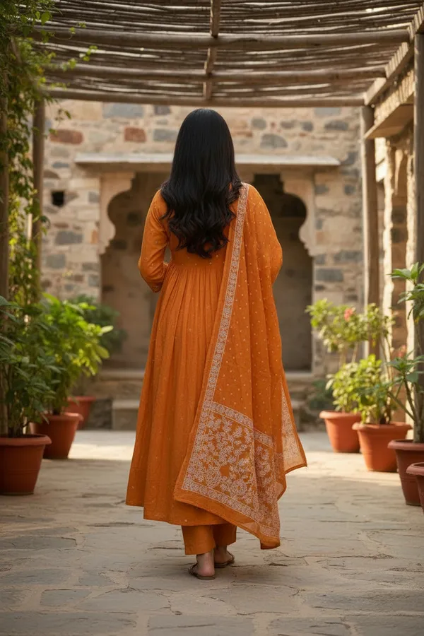 Orange_Chanderi_Premium_&_Fancy_Design_Kurta_Set_For_Women