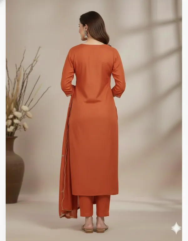Orange_Rayon_Slub_Premium_&_Fancy_Design_Kurta_Set_For_Women