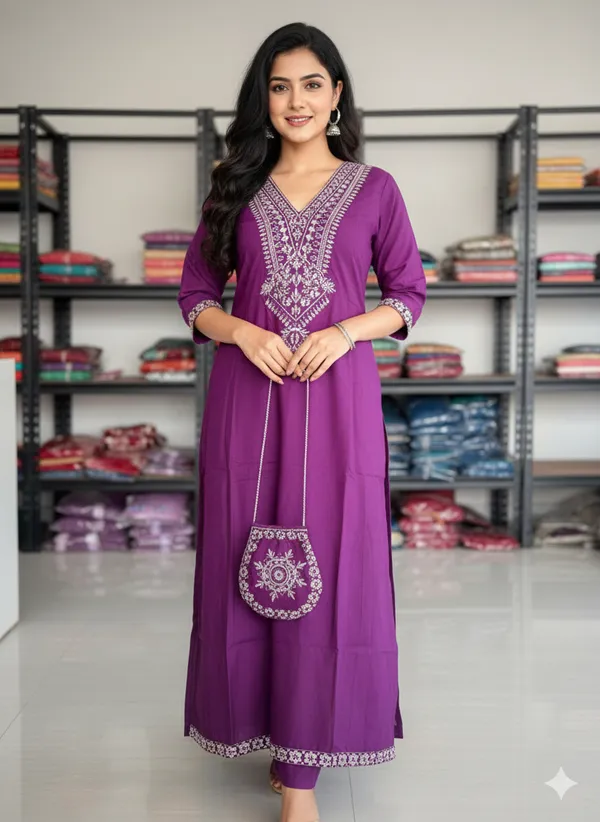 Purple_Rayon_Slub_Premium_&_Fancy_Design_Kurta_Set_For_Women